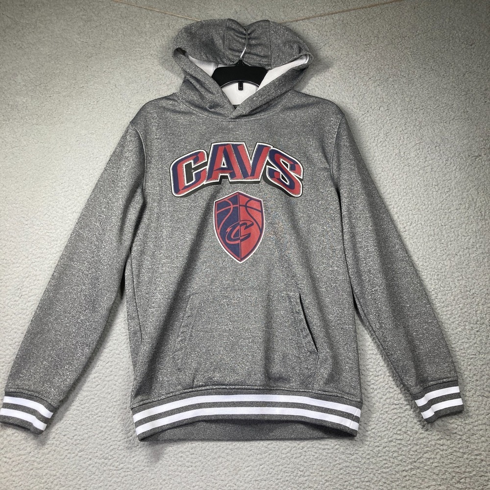 Cleveland Cavs Hoodie Men's Small Gray Pullover Sweatshirt NBA Basketball FLAW